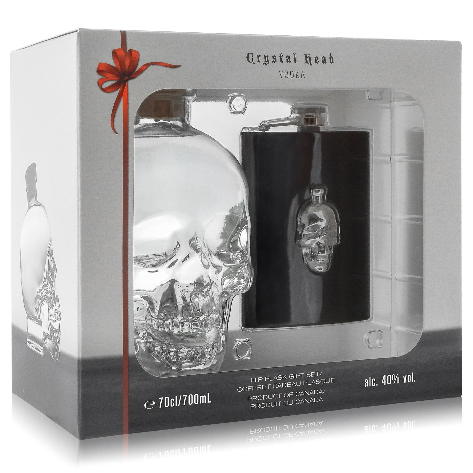 Dan Aykroyds Crystal Head Vodka 0,7L (40% Vol.) Geschenkset mit Flachmann