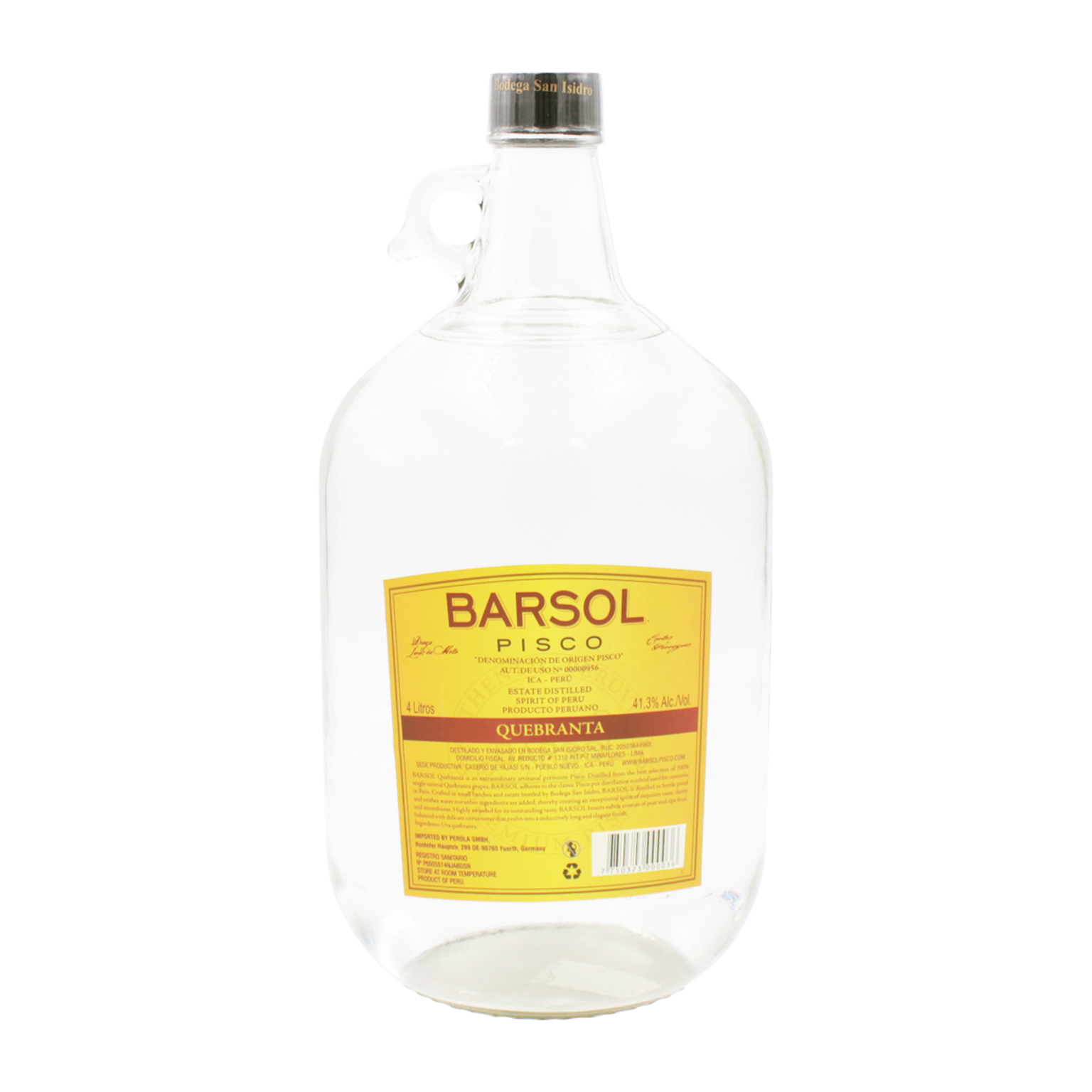 Barsol Quebranta Pisco 4.0L (41.3% Vol.)