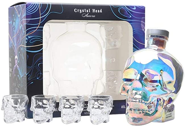Crystal Head Vodka Aurora 0,7L (40%) GP mit 4 Shotgläsern
