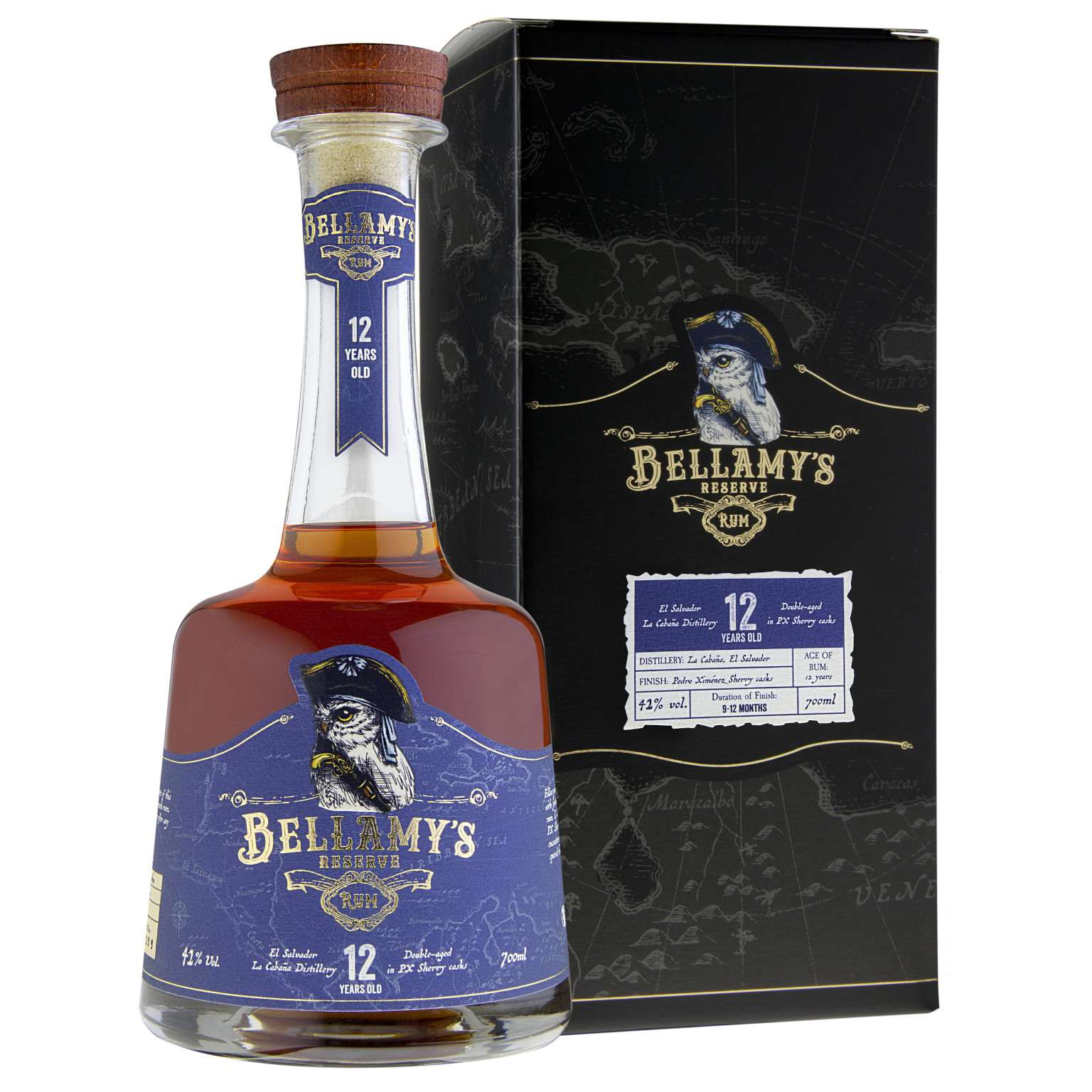 Bellamy's Reserve Rum 12 Years Old  El Salvador. La Cabaña Distillery  | PX Sherry Cask Finish 0.7L (42% Vol.) + GB