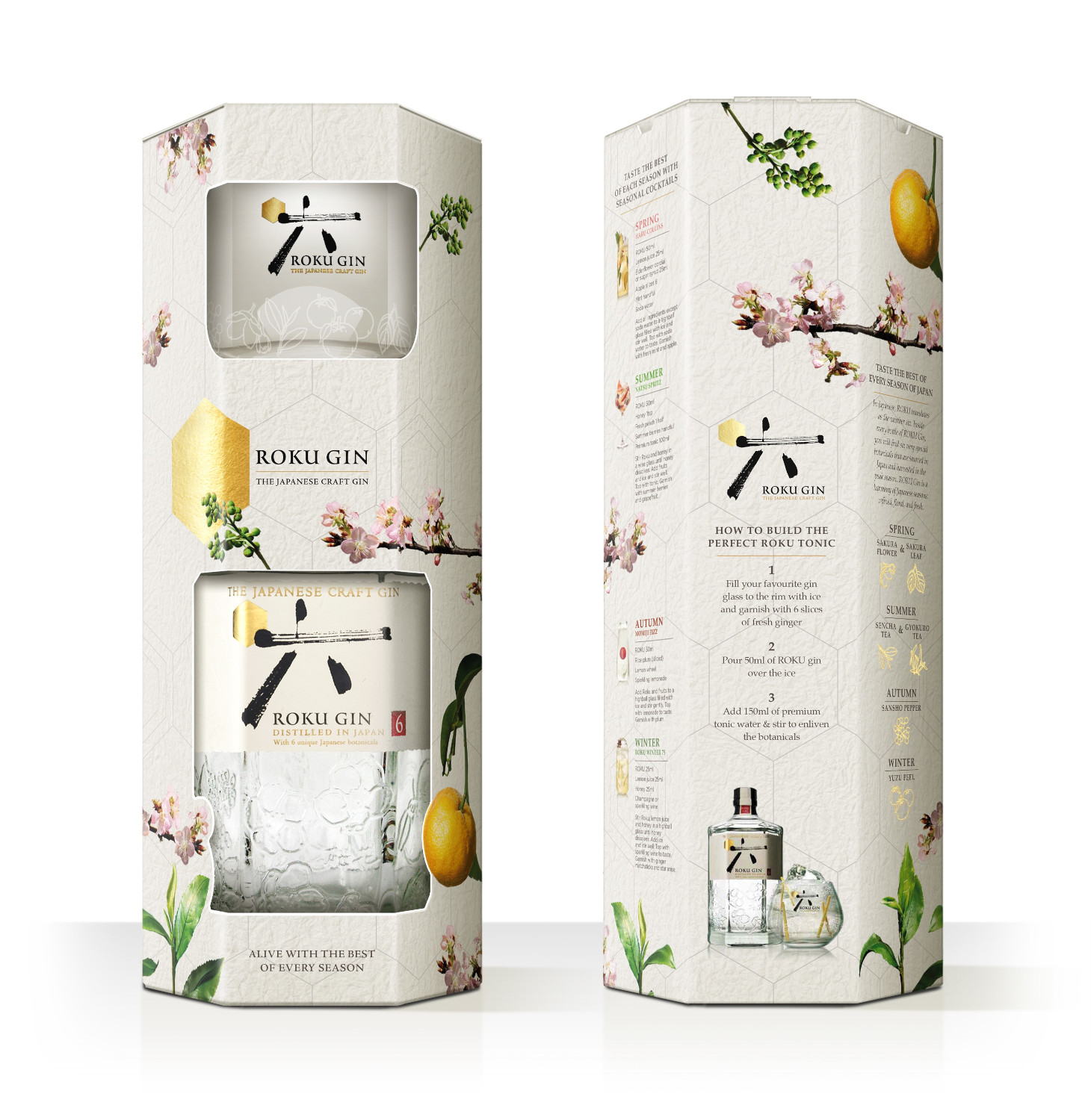 Roku Japanese Craft Gin + Amoroso glass 0.7L (43% Vol.)