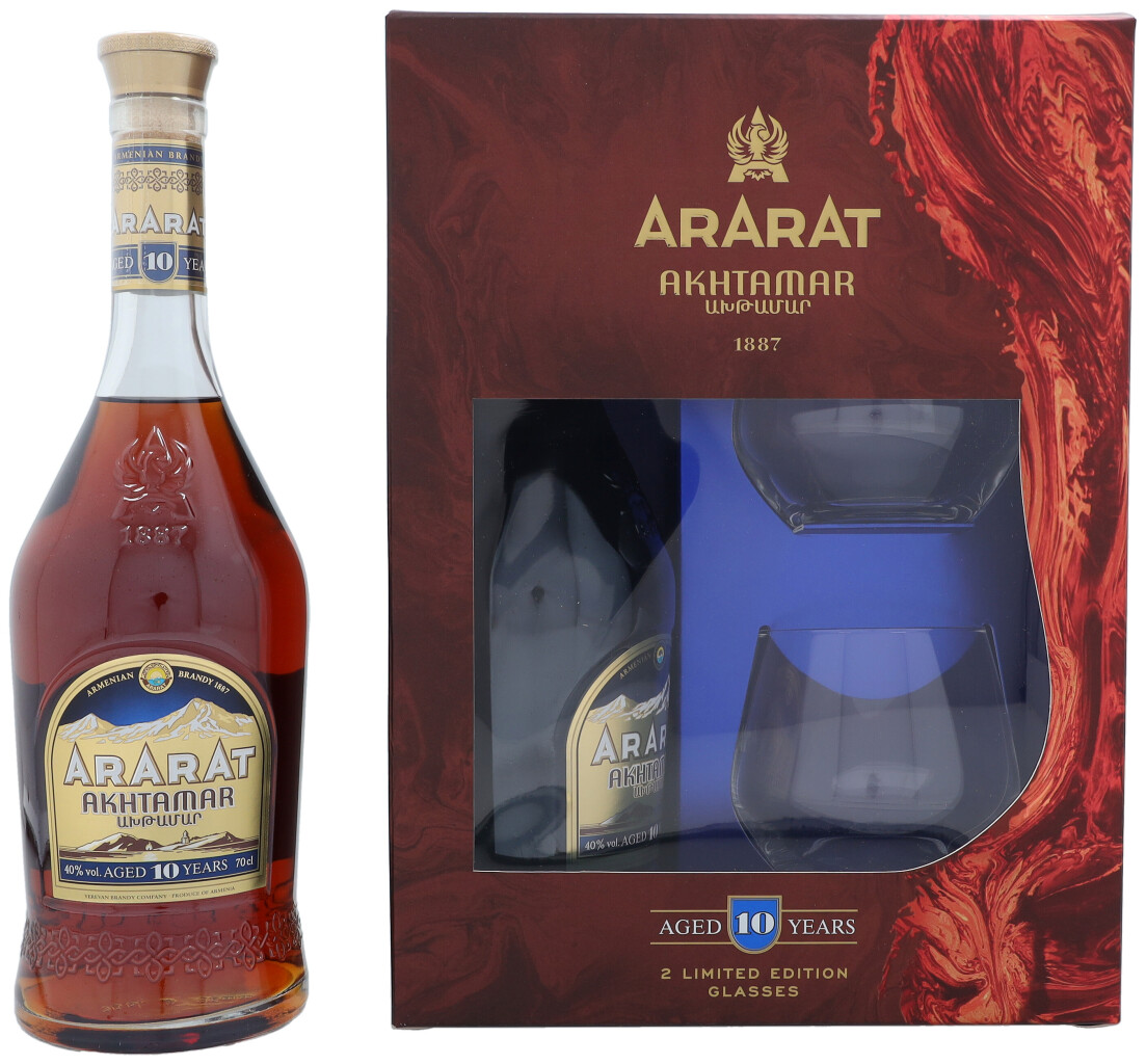 Ararat 10 Years Akhtamar + 2 glasses 0.7L (40% Vol.)