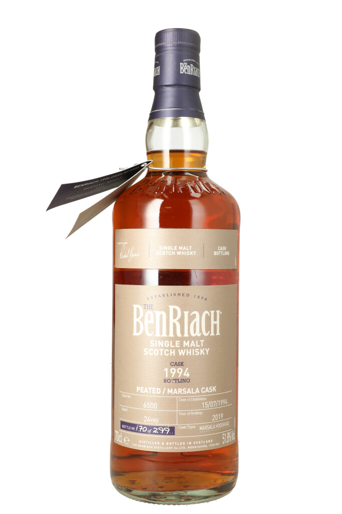 Benriach 24 Years 1994 Marsala Peated Cask Batch 16 + GB 0.7L (51.8% Vol.)