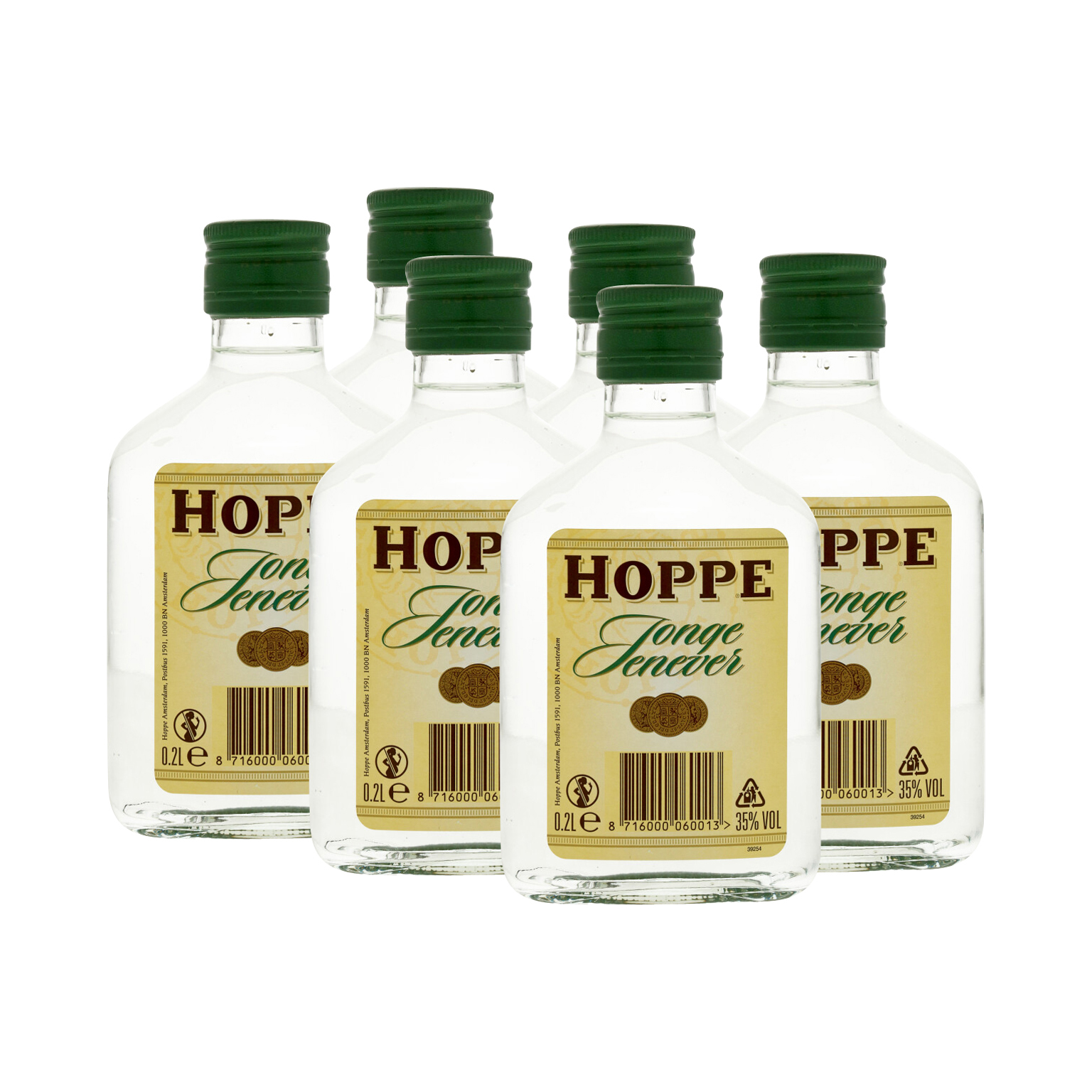 Hoppe Jonge Jenever Zakflacon 6x 0.2L (35% Vol.)