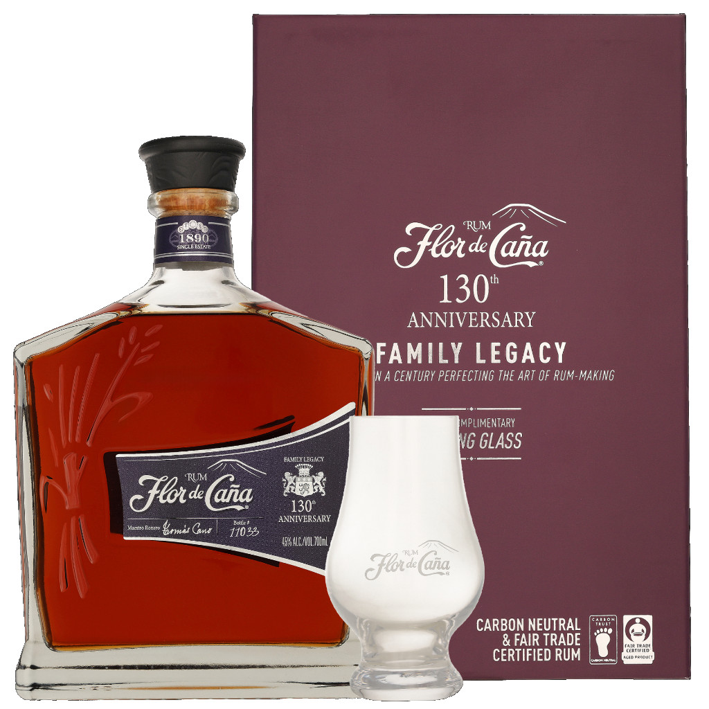 Flor de Cana 20 Years 130th Anniversary Edition + Glas 0,7L (45% Vol.)