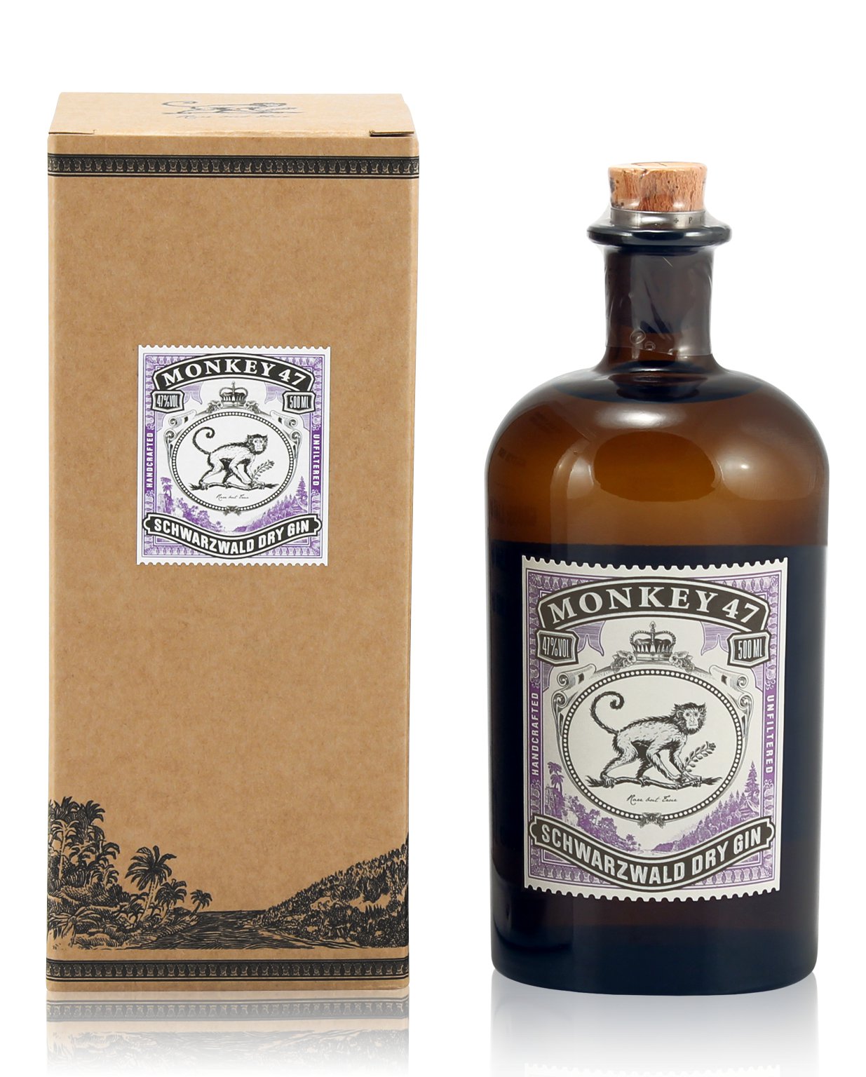 Monkey 47 Schwarzwald Dry Gin 0,5L (47% Vol.) mit Geschenkkarton