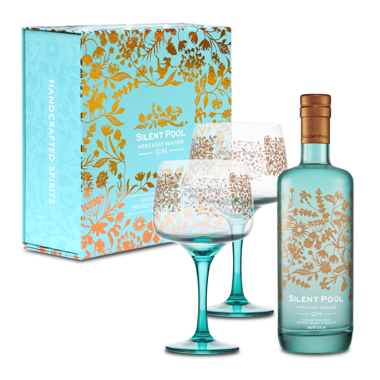 Silent Pool Gin 0,7L (43% Vol.) Geschenkset mit 2 Copa Gläsern