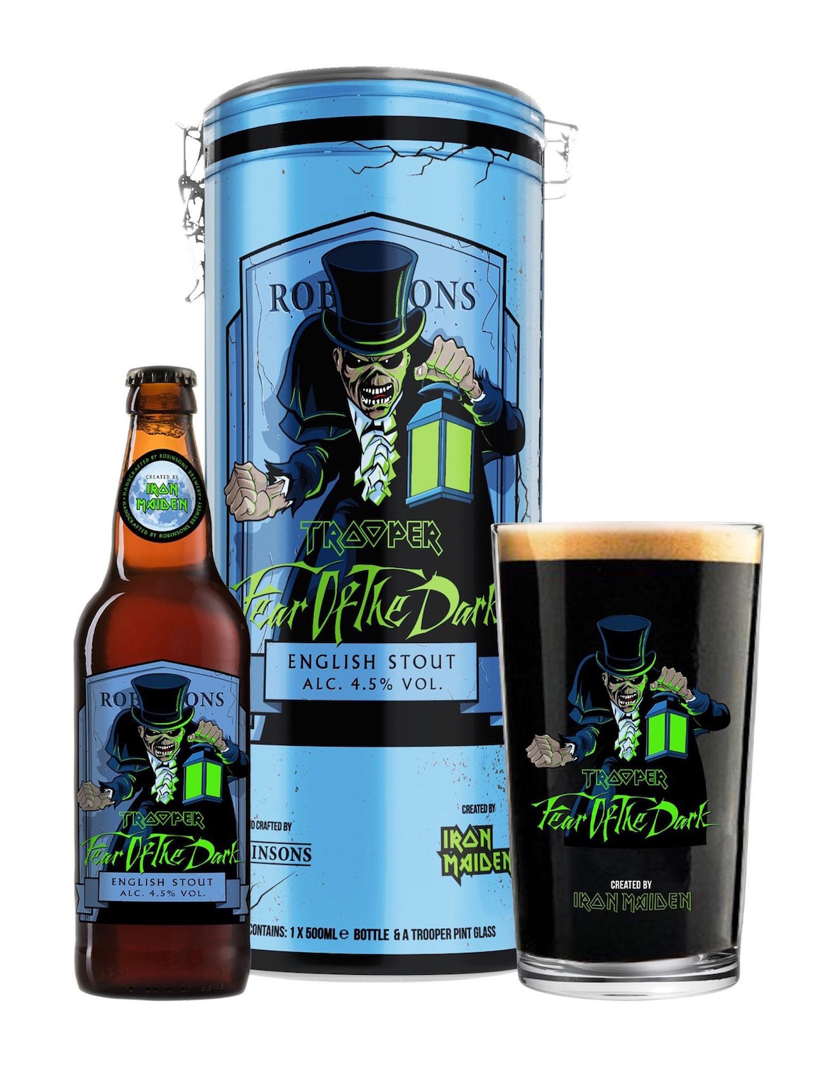 Iron Maiden Trooper Fear of the Dark Set 0.5L (4.5% Vol.) gift tin + glass