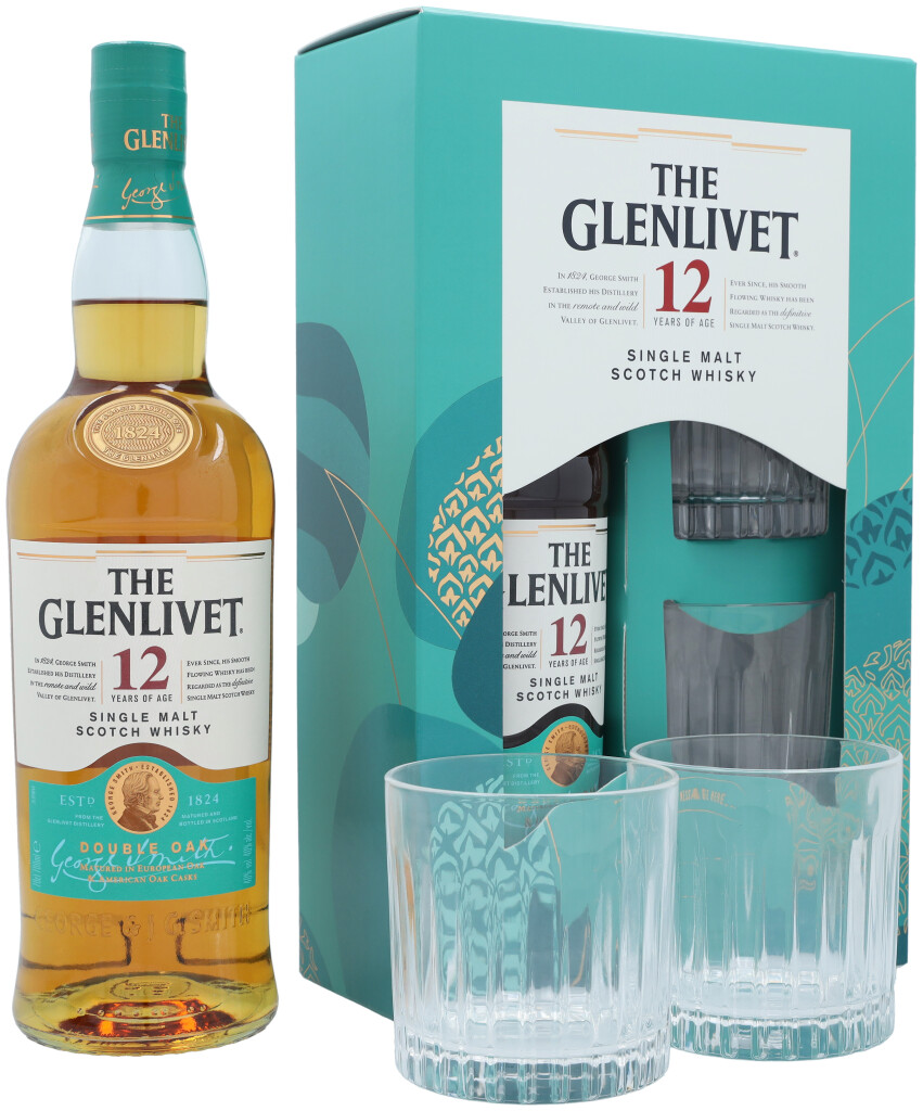 The Glenlivet 12 Years Double Oak + 2 glasses 0.7L (40% Vol.)