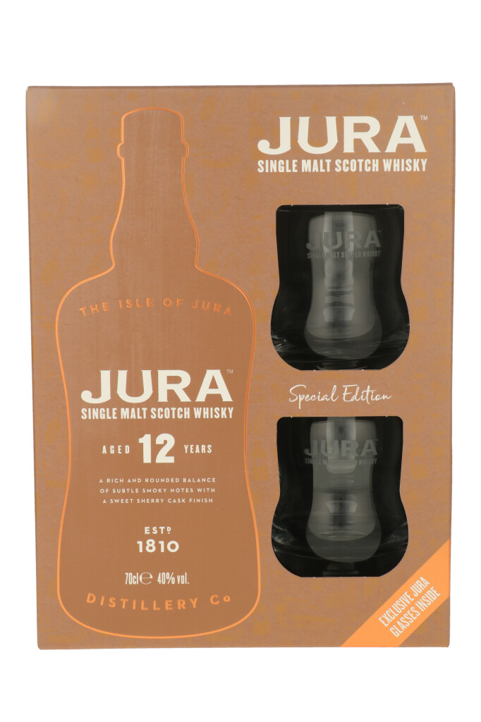 Isle Of Jura 12 Years + 2 glasses 0.7L (40% Vol.)