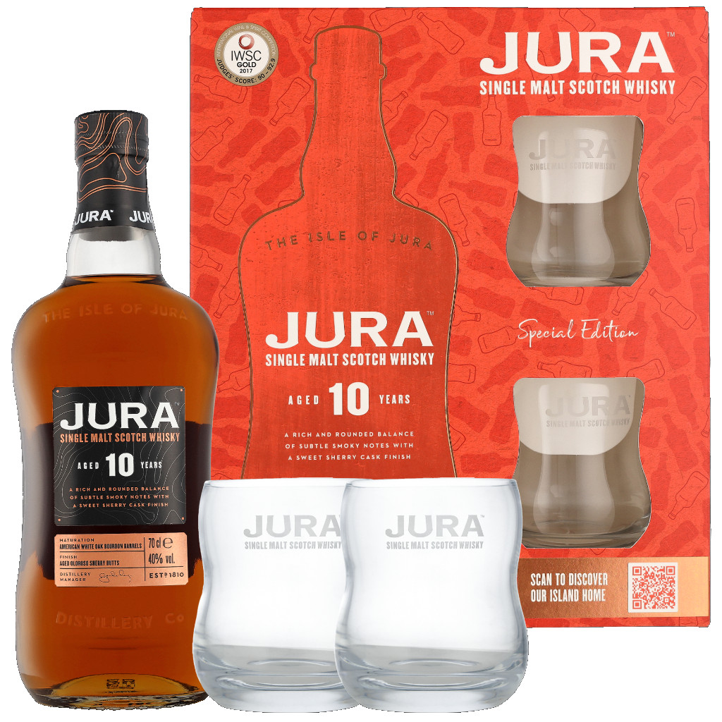 Isle Of Jura 10 Years + 2 Glasses 0.7L (40% Vol.)