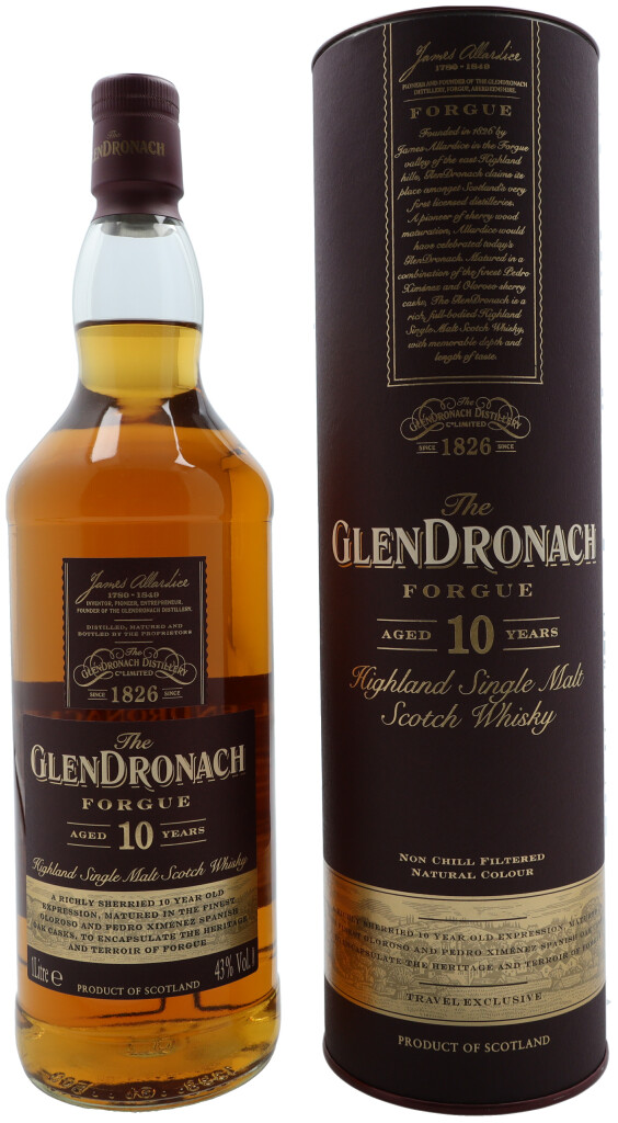 The Glendronach 10 Years Forgue + GB 1.0L (43% Vol.)