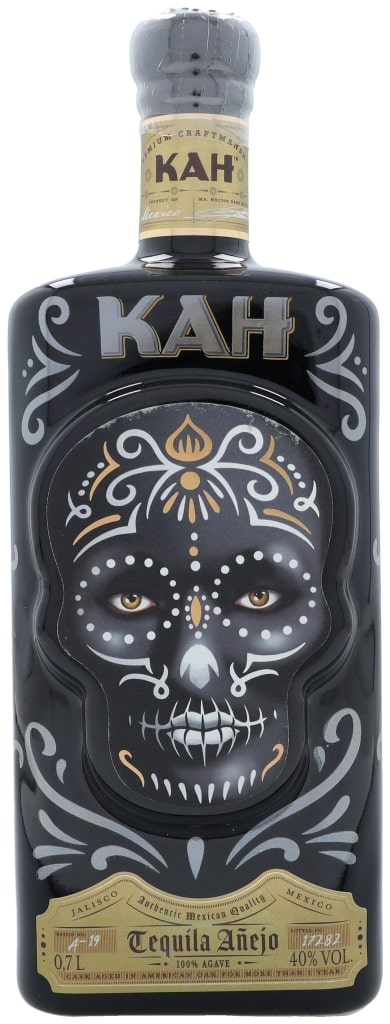 KAH Tequila Añejo (Square Bottle) 0.7L (40% Vol.) - rare bottle design