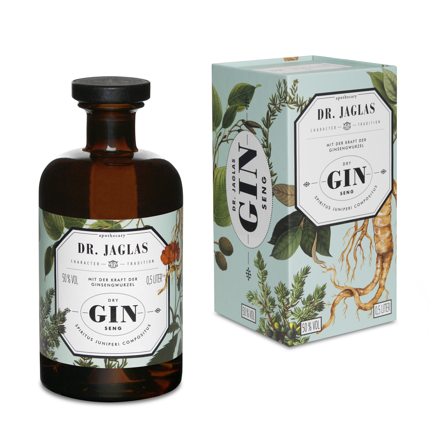 Dr. Jaglas Gin-Seng Dry Gin 0.5L (50% Vol.)