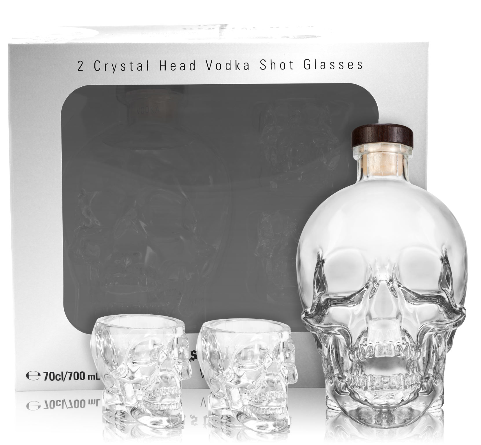 Crystal Head Vodka 0,7L (40% Vol.) Geschenkset mit 2 Shot-Gläsern