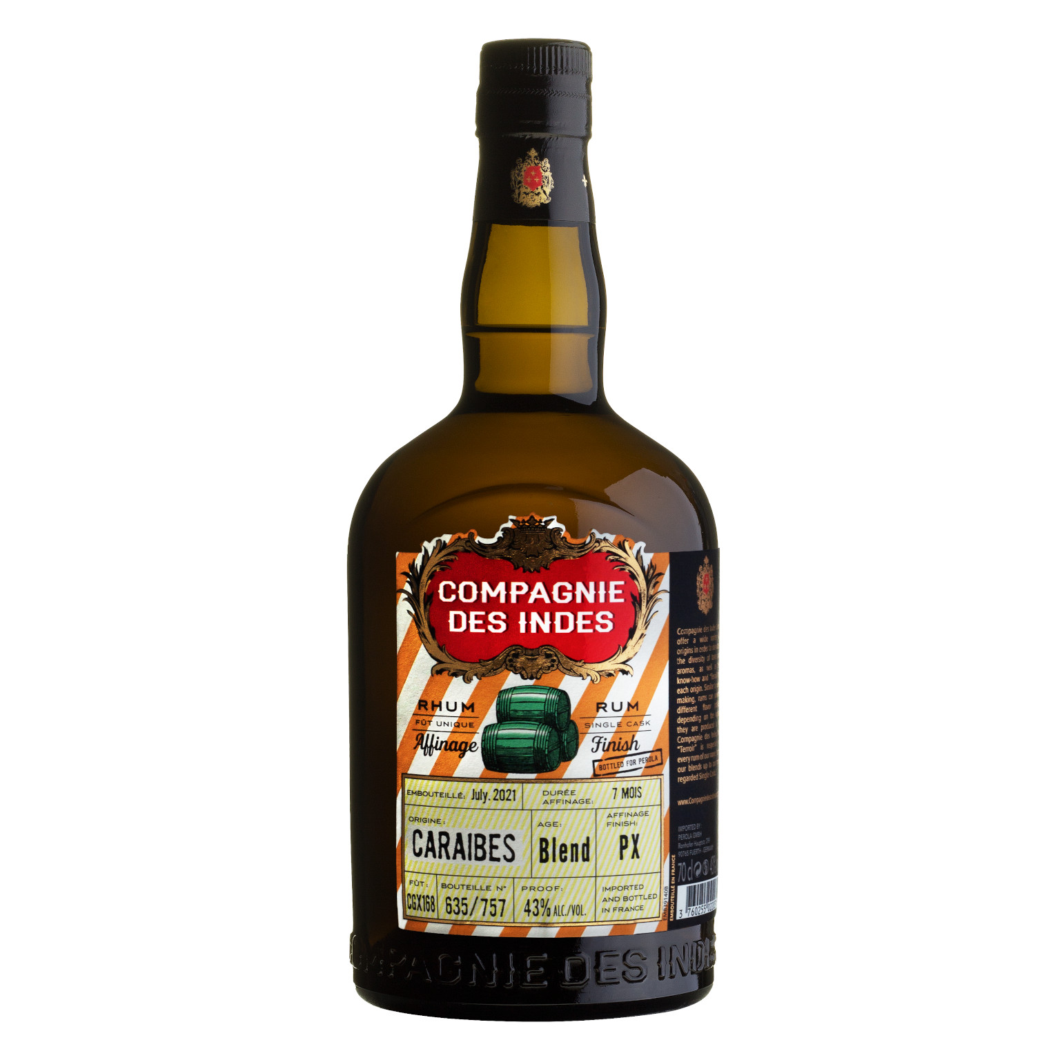 Compagnie des Indes Caraibes PX Cask Finish Rum 0,7L (43% Vol.)