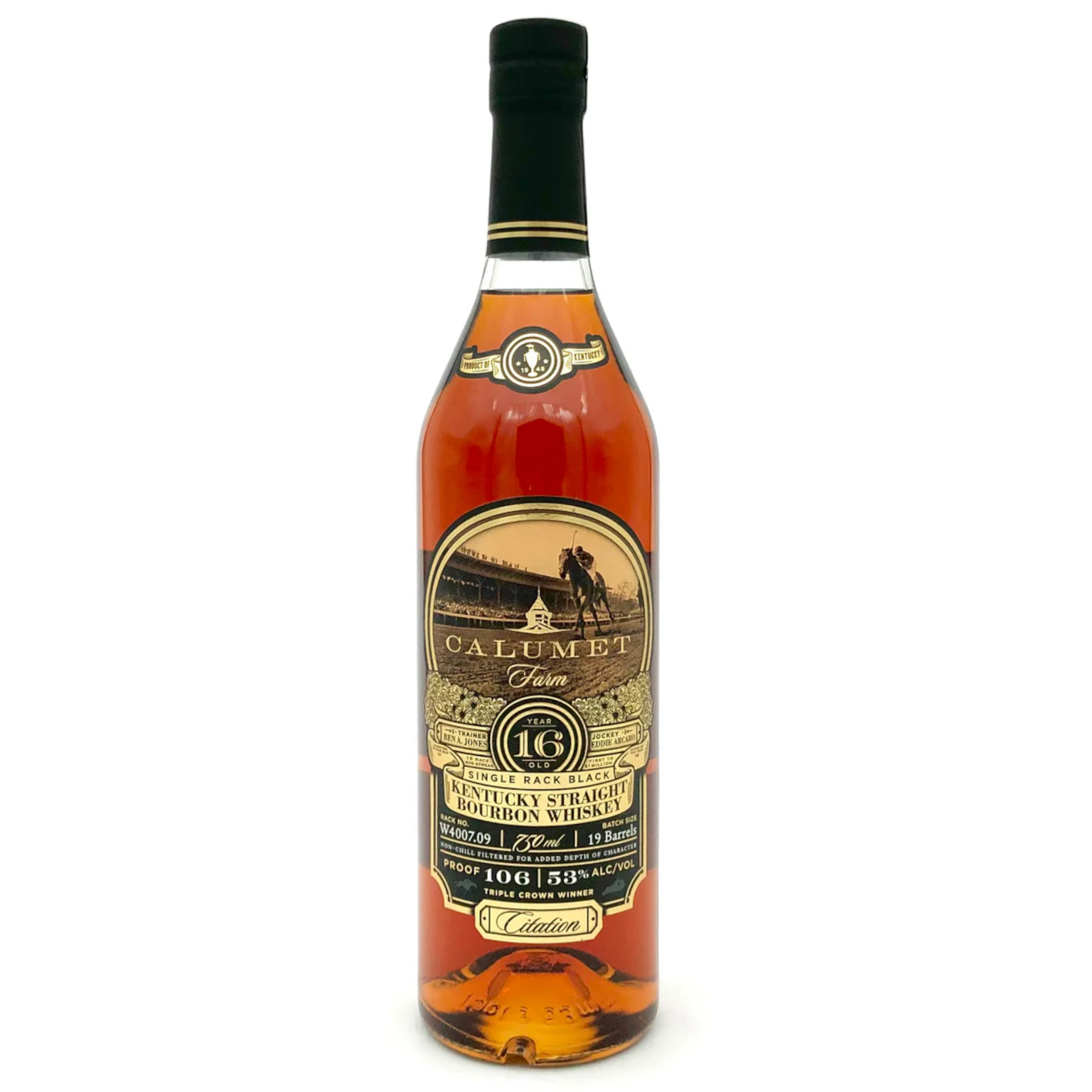 Calumet Farm "Citation" Single Rack Black 16 YO Bourbon Whiskey 0.7L (53% Vol.)