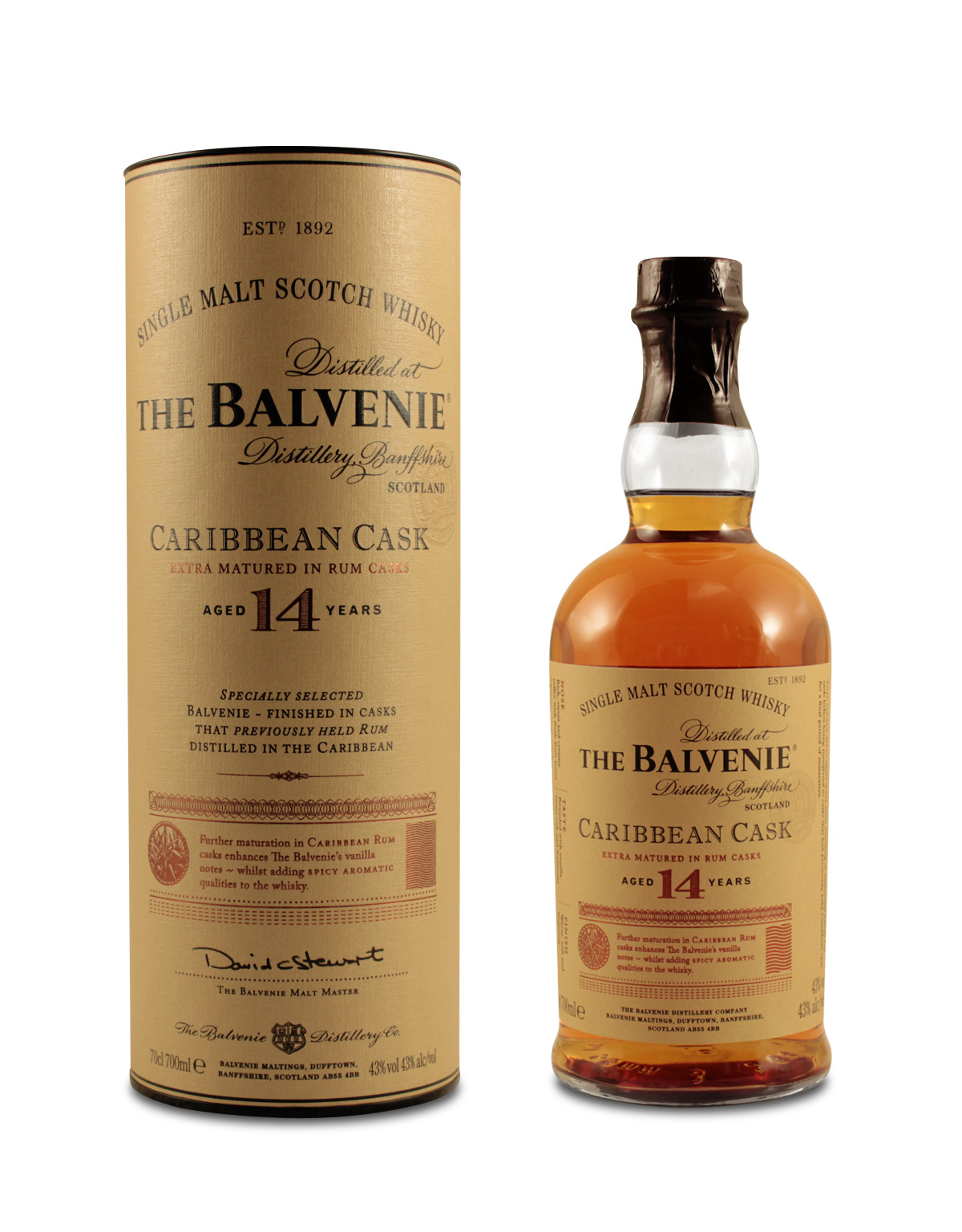 The Balvenie 14 YO Caribbean Cask Whisky 0,7L (43% Vol.)