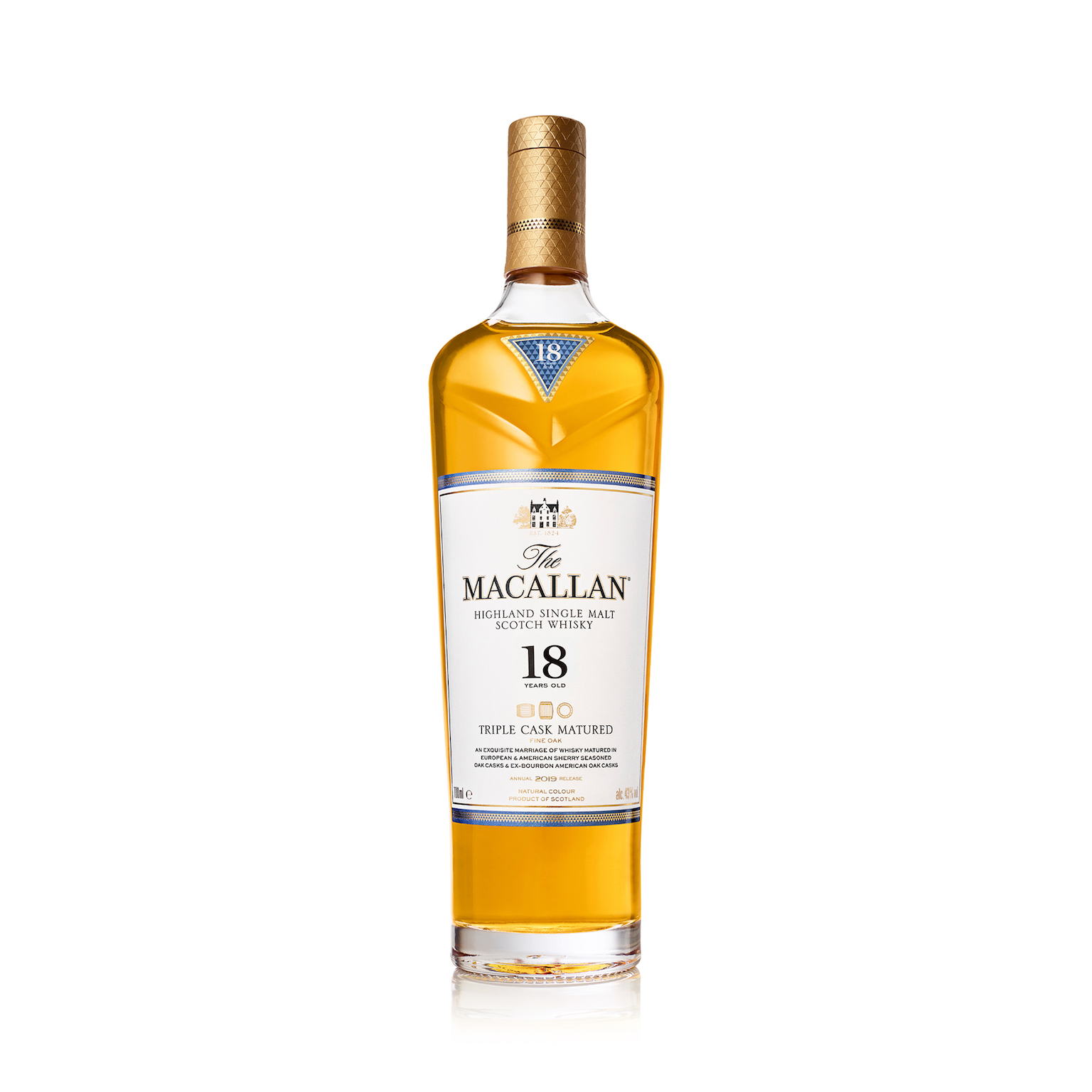 The Macallan 18YO Triple Cask Scotch Malt Whisky 0,7L (43% Vol.)