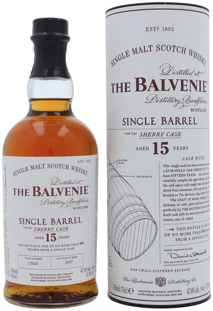 The Balvenie 15 YO Single Barrel Sherry Cask + GP 0,7L (47,8% Vol.)