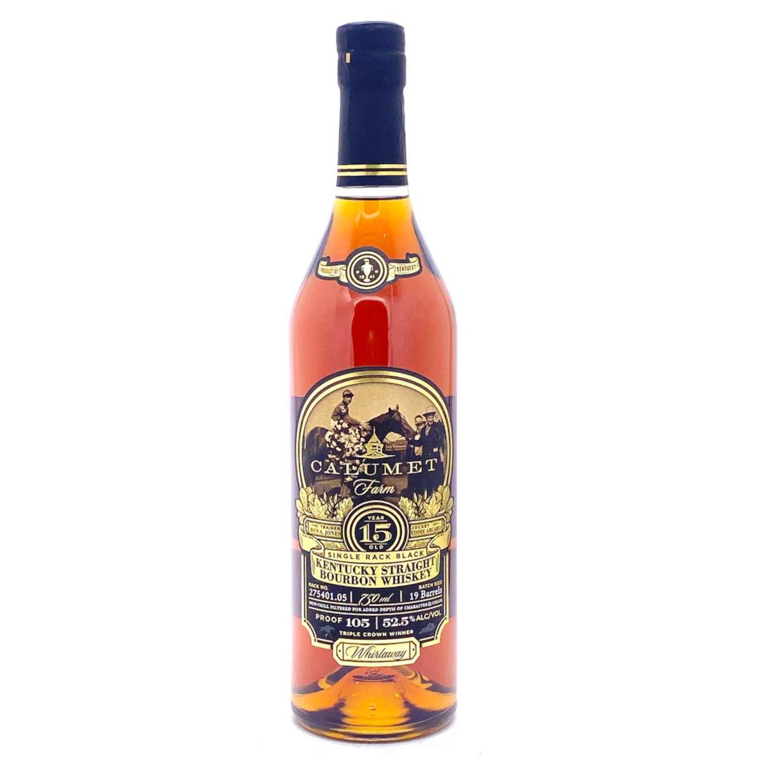 Calumet Farm "Whirlaway" Single Rack Black 15 YO Bourbon Whiskey 0.7L (52.5% Vol.)