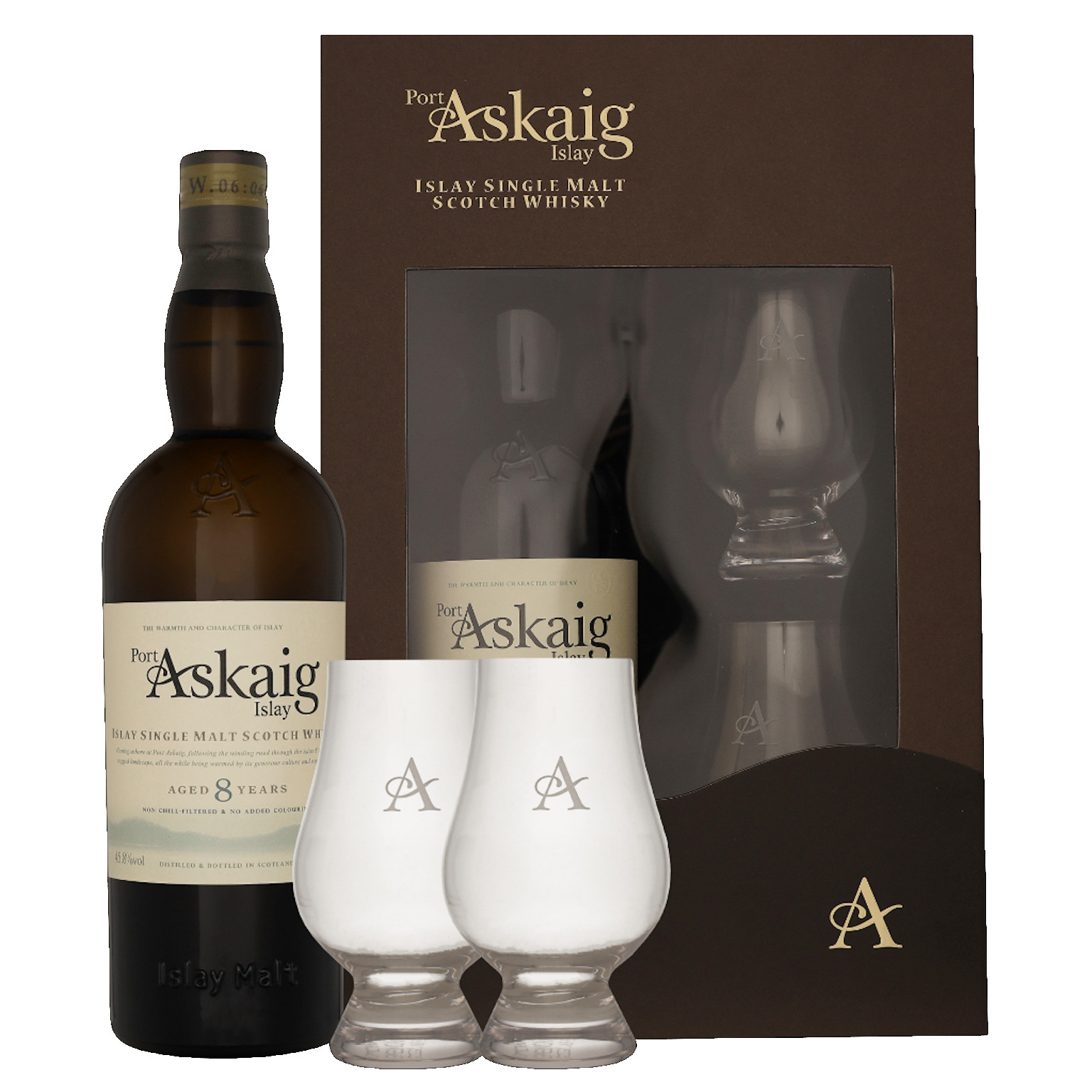 Port Askaig 8 Years + 2 Gläser 0.7L (45.8% Vol.)