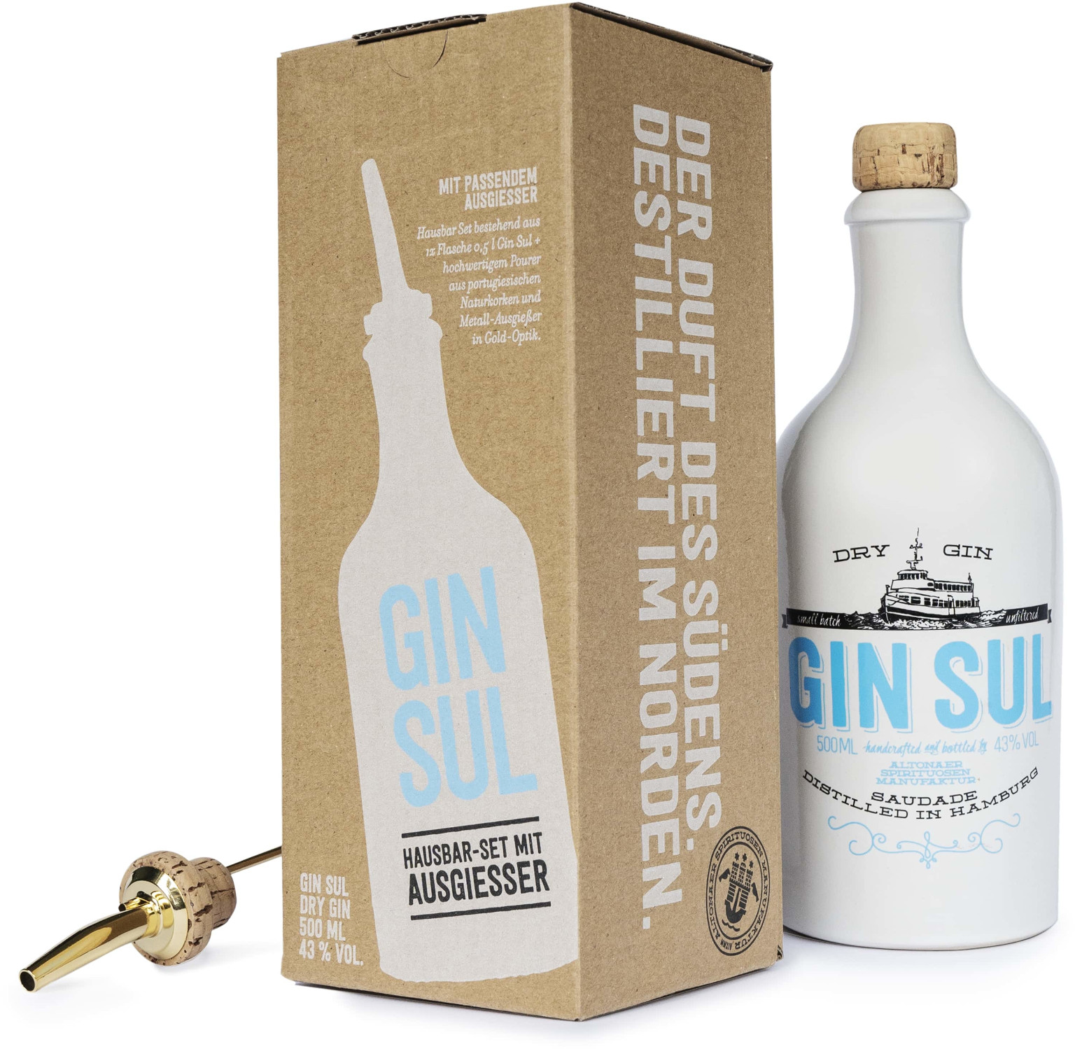 Gin Sul Hausbarset (Gin Sul 0,5L 43% Vol. + Ausgießer + Karton)