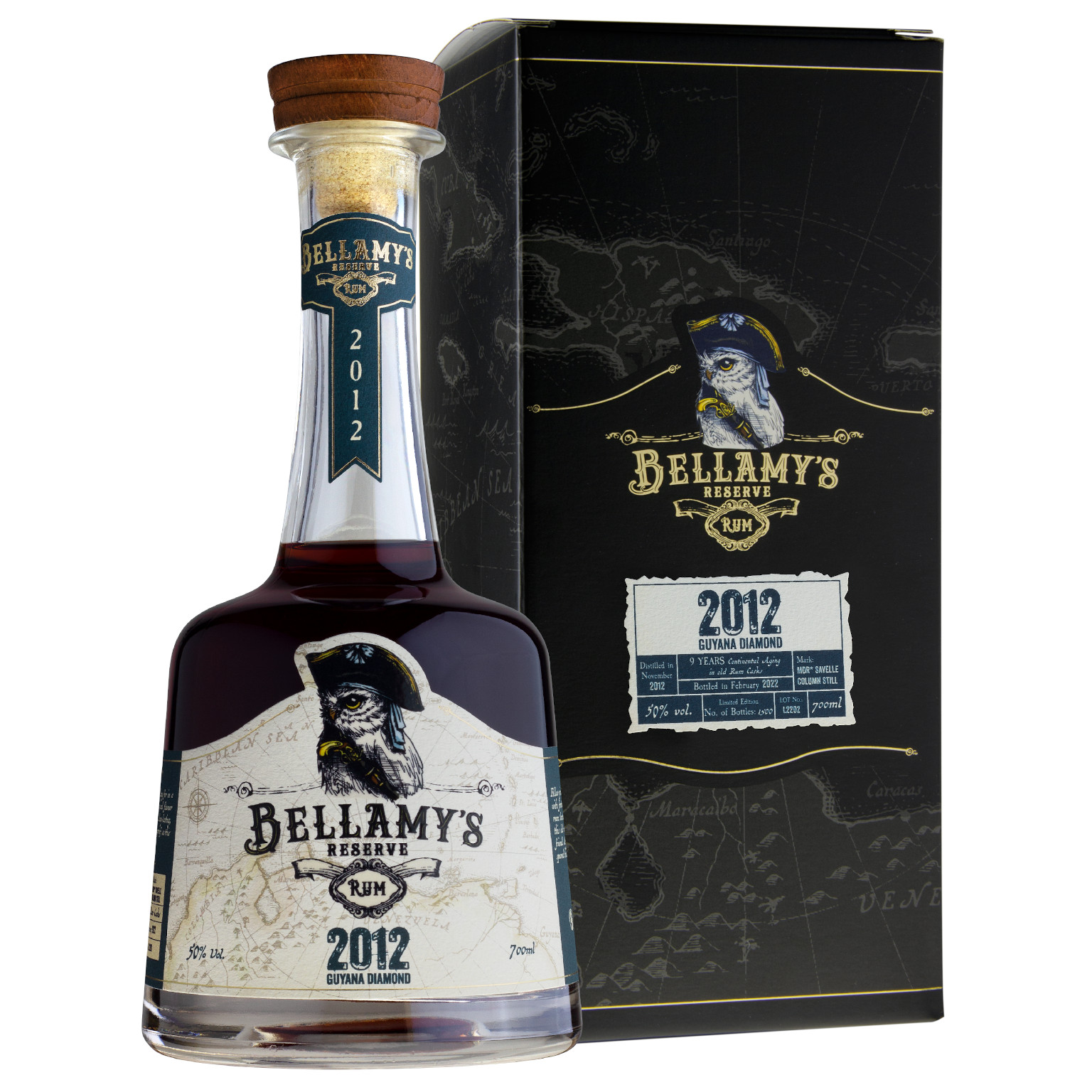 Bellamy's Reserve Rum 2012 Guyana Diamond Distillery 9YO Rum 0.7L (50% Vol.) + GB
